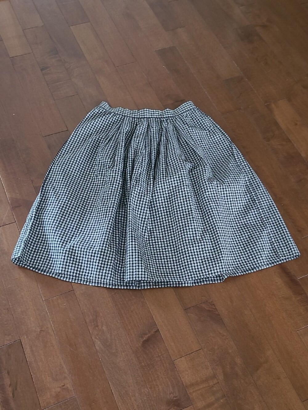 MARGARET HOWELL Black & White Gingham Circle Skirt with Front Button Detail - Picture 2 of 7
